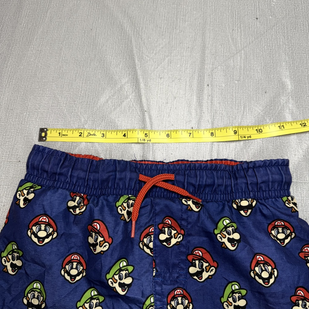 Super Mario Swim Trunks Boys Size 5 Navy Mario Luigi Print - Picture 7 of 8